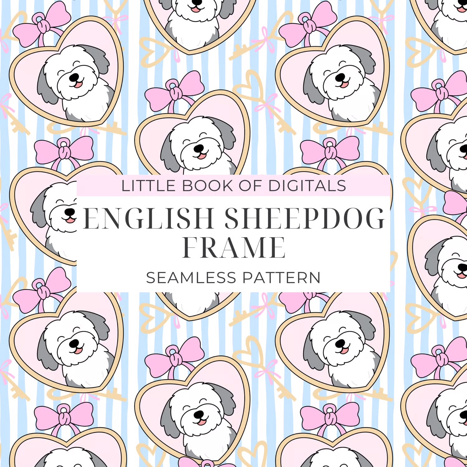 English Sheepdog Seamless Pattern