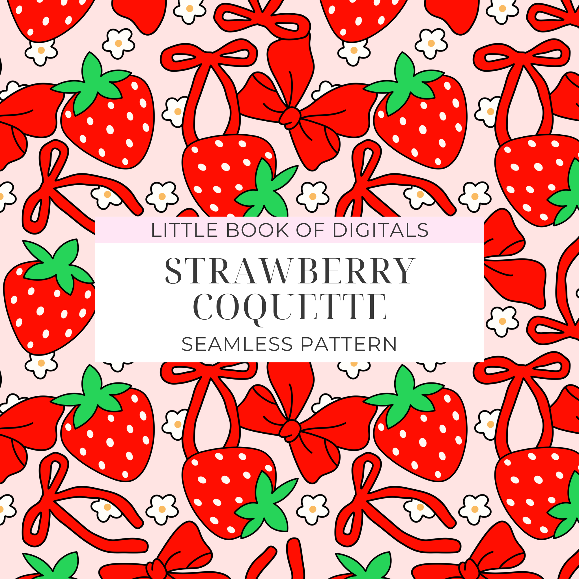 Strawberry Coquette Seamless Pattern