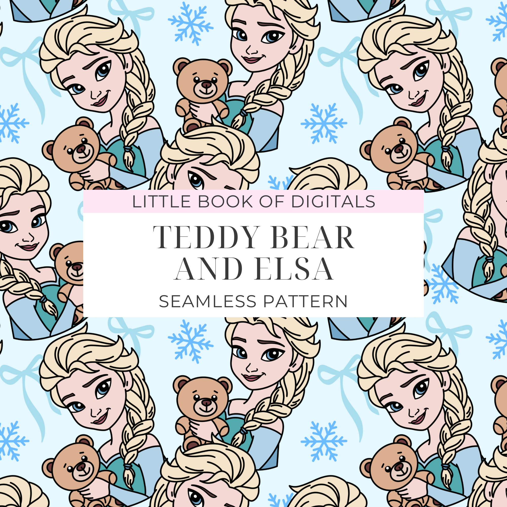 Teddy Bear And Elsa Seamless Pattern