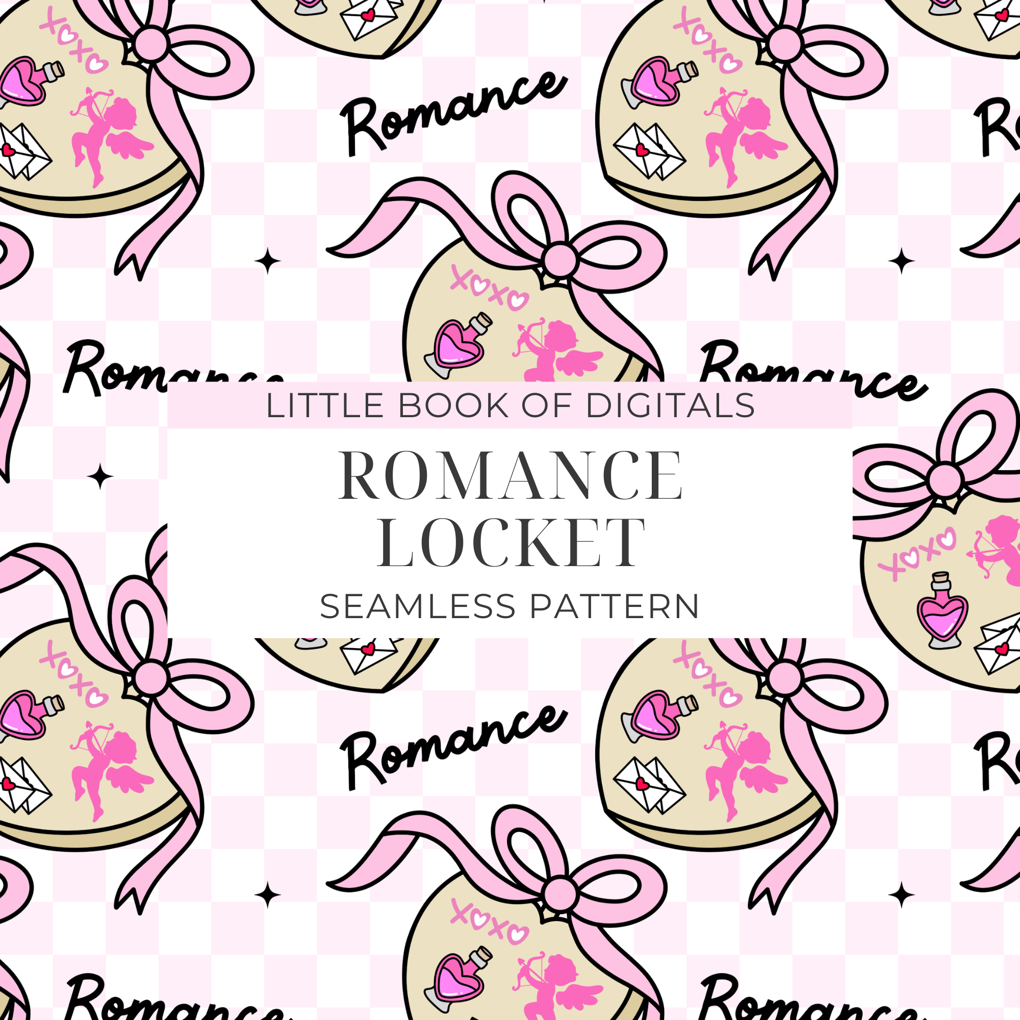 Romance Locket Bookish Seamless Pattern