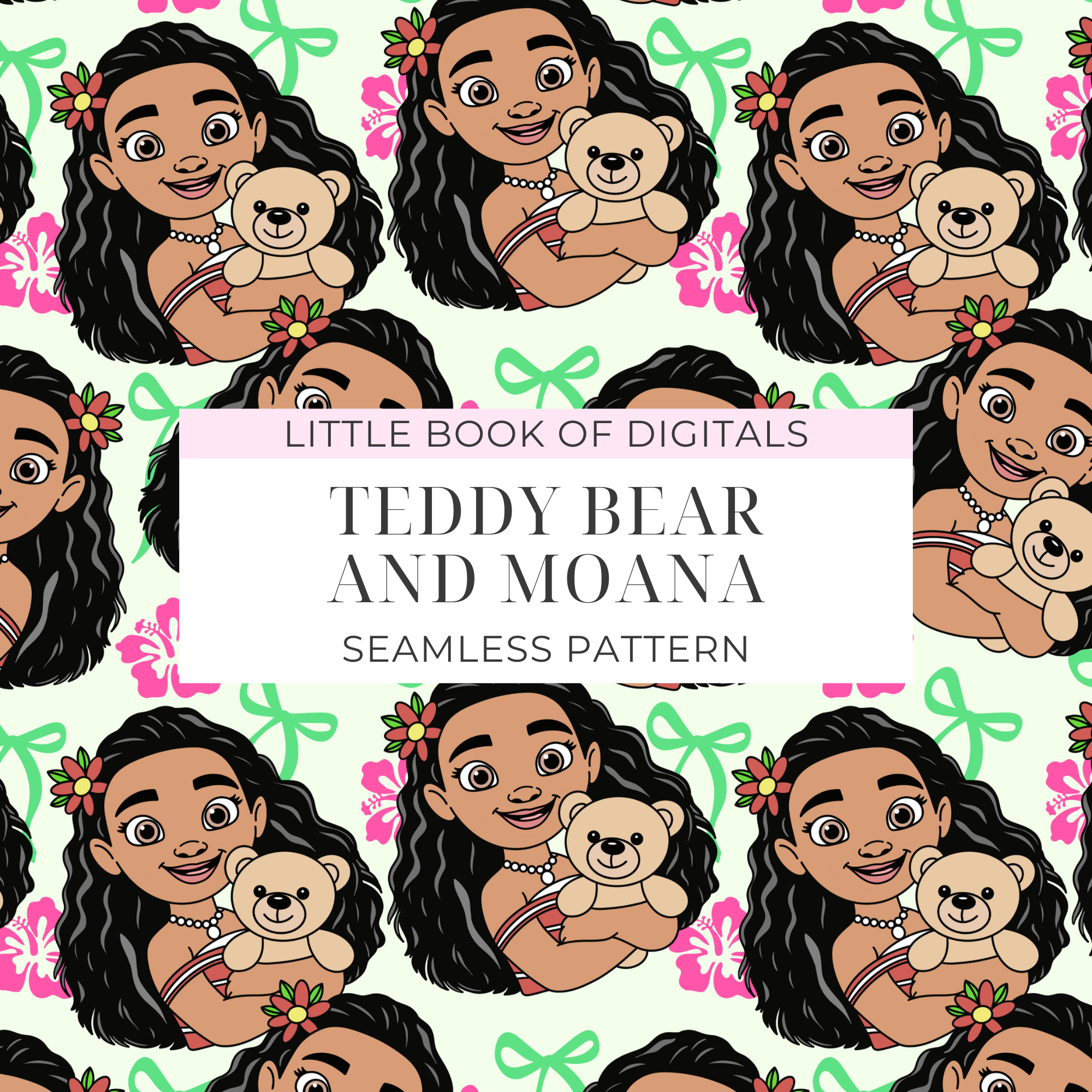 Teddy Bear And Moana Seamless Pattern