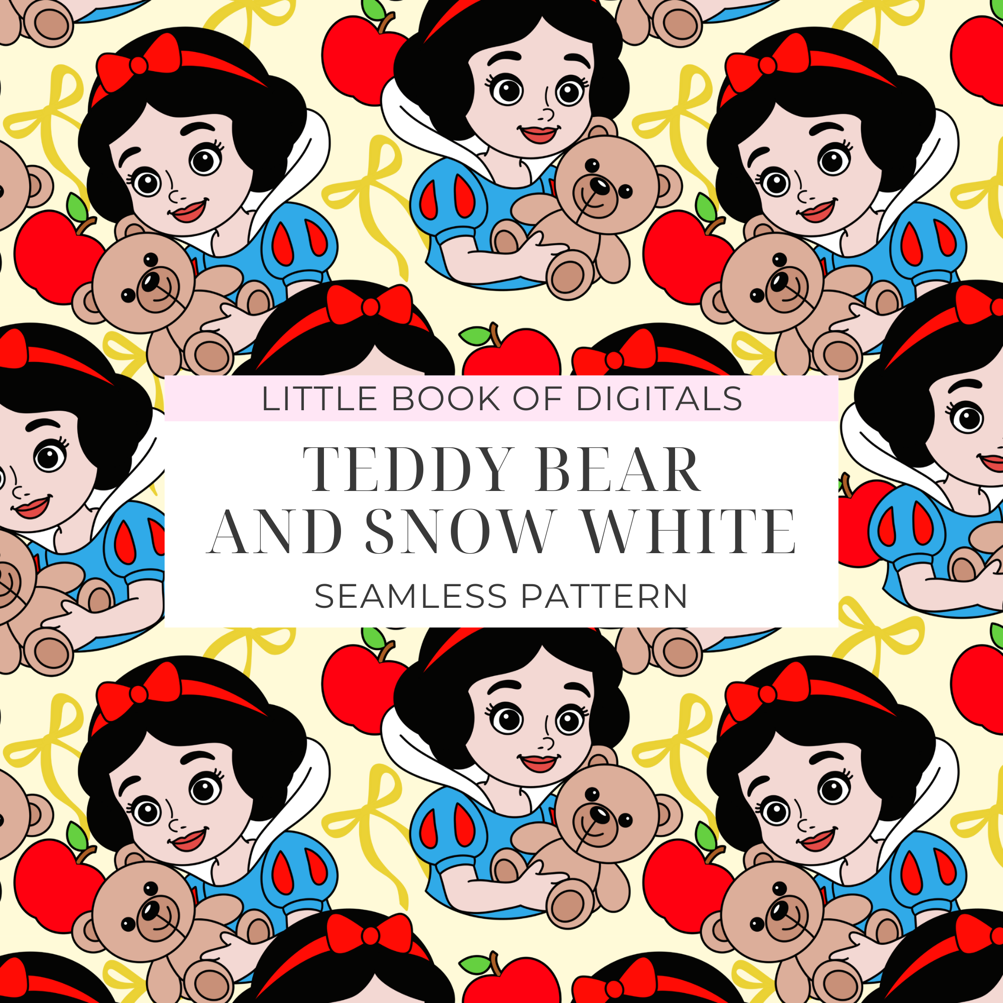 Teddy Bear And Snow White Seamless Pattern