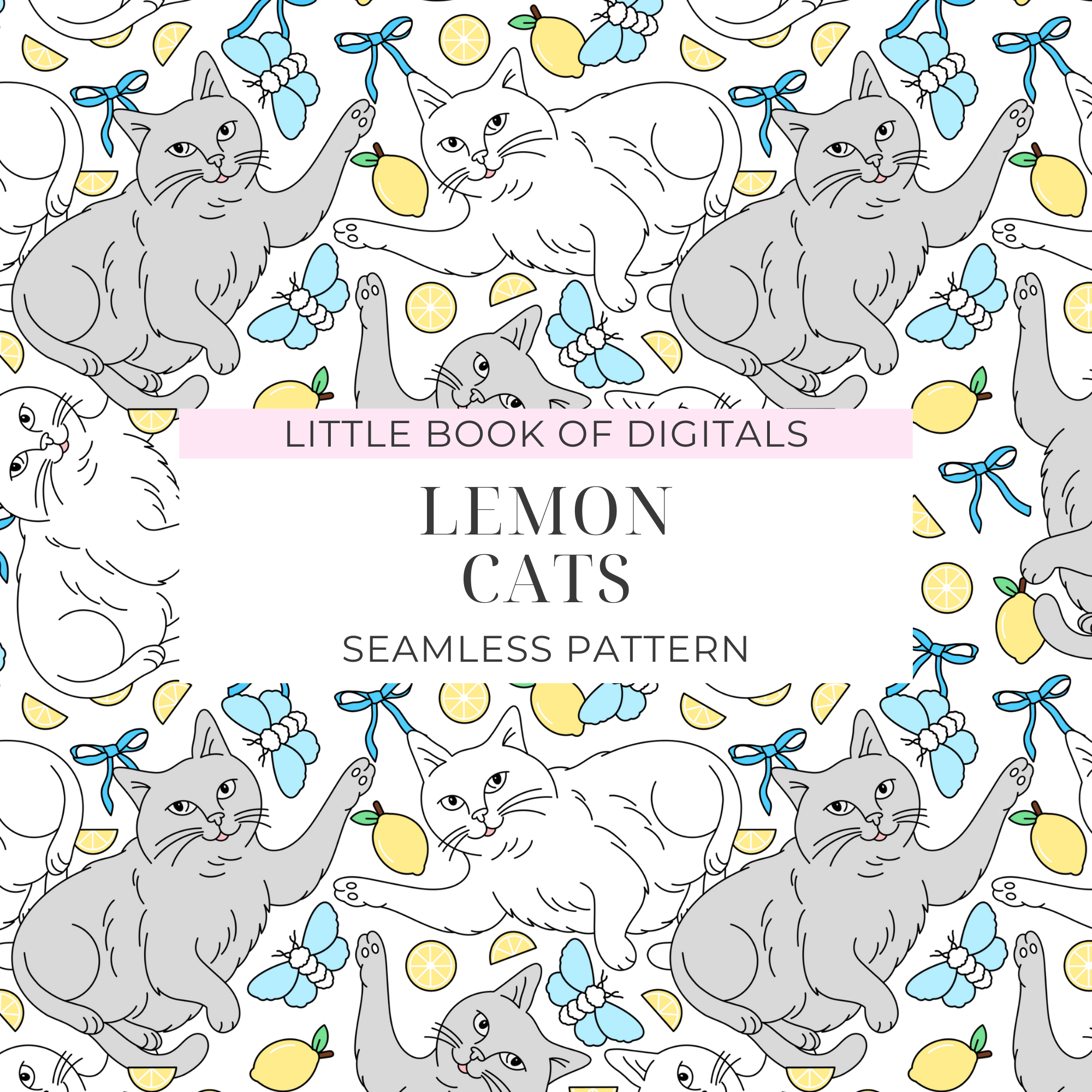 Lemon Cats Seamless Pattern