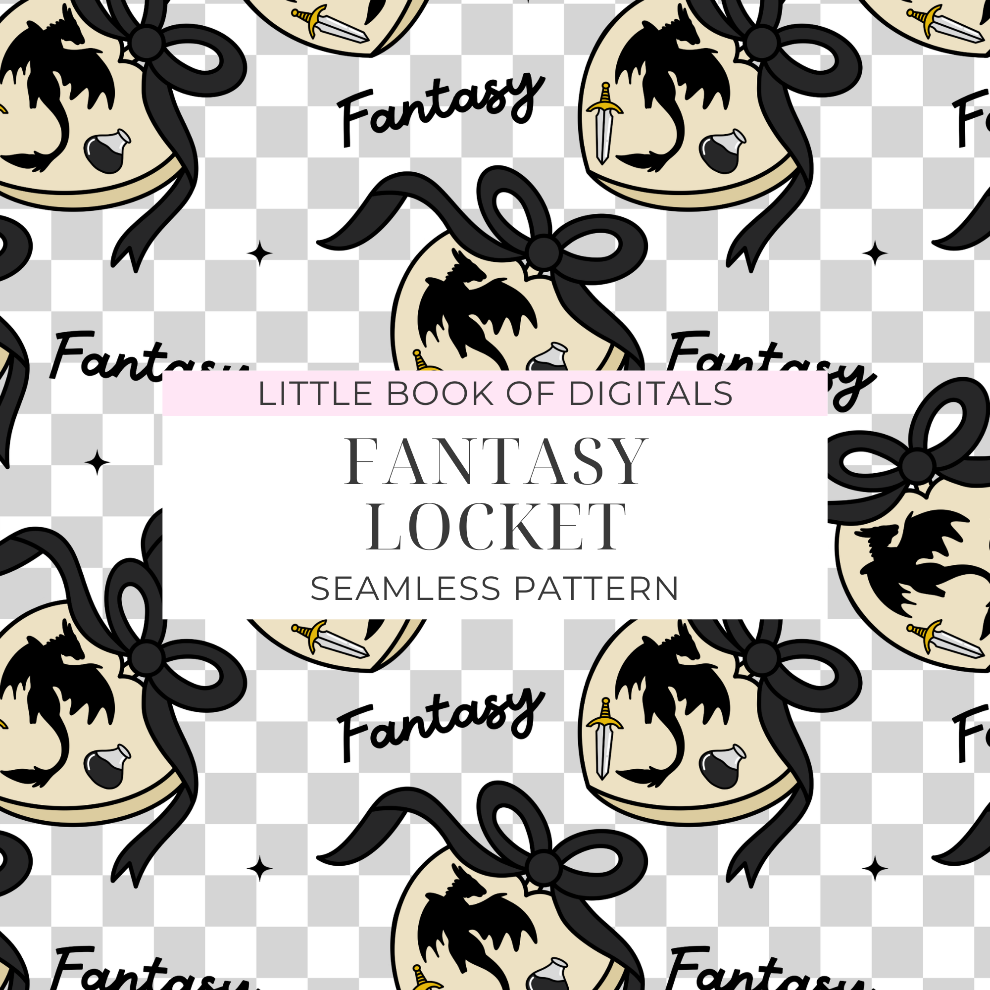 Fantasy Locket Bookish Seamless Pattern