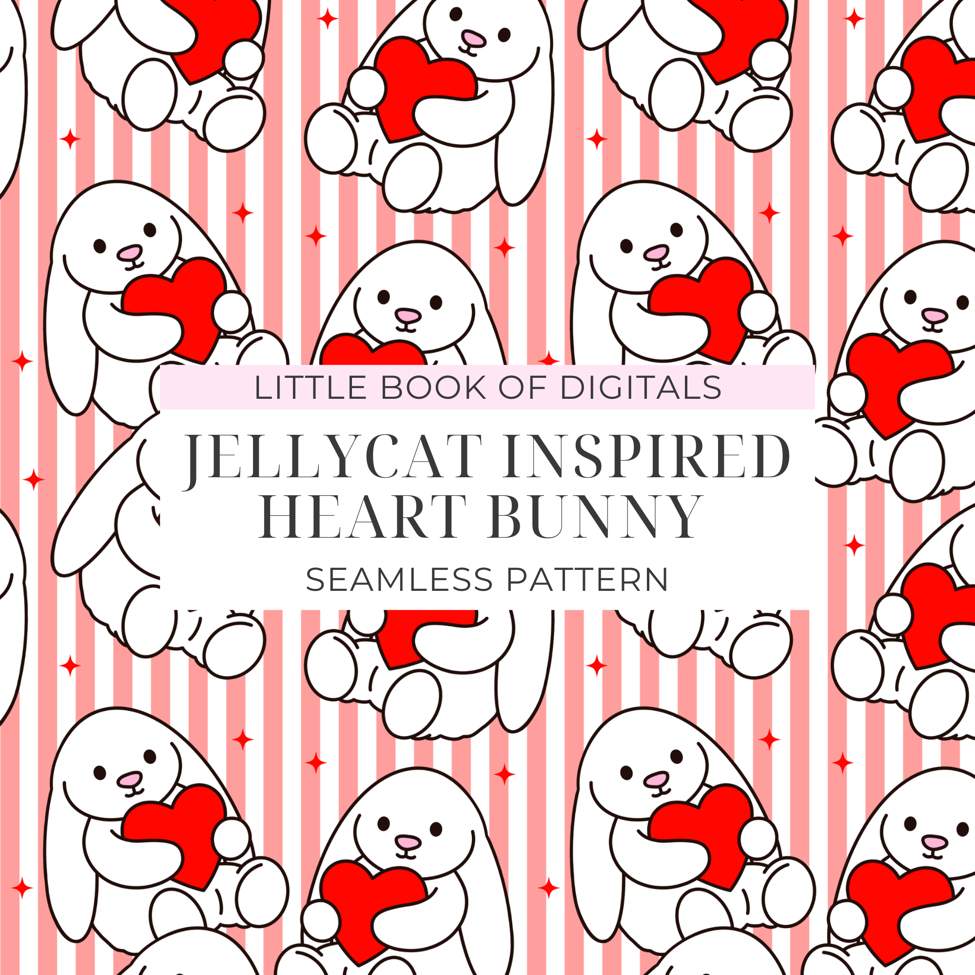 Jellycat Heart Bunny Seamless Pattern
