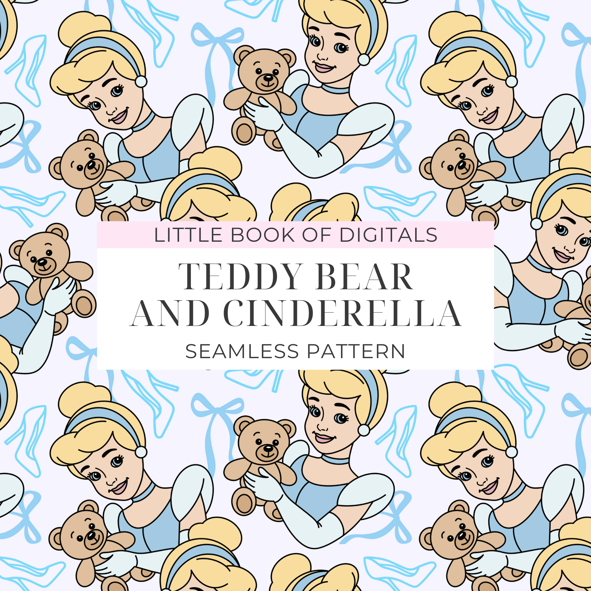 Teddy Bear And Cinderella Seamless Pattern