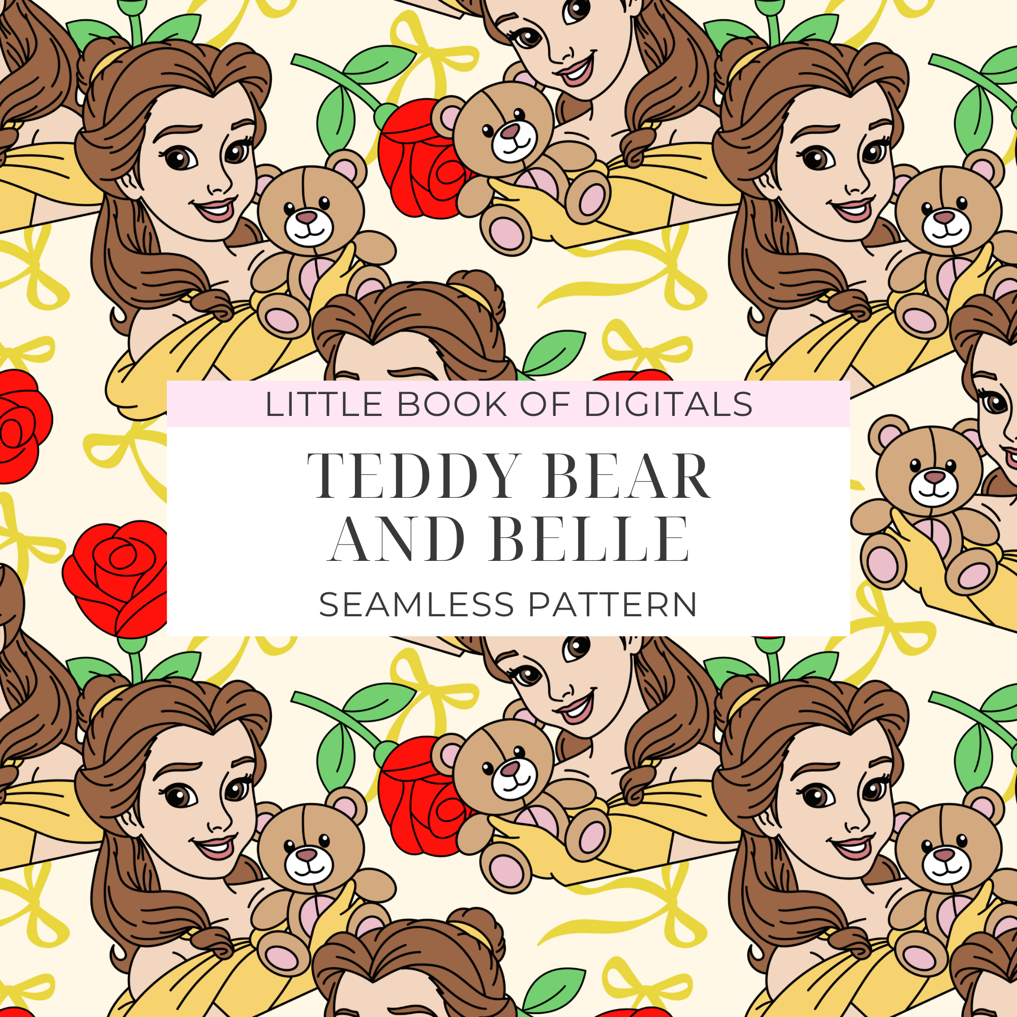 Teddy Bear And Belle Seamless Pattern