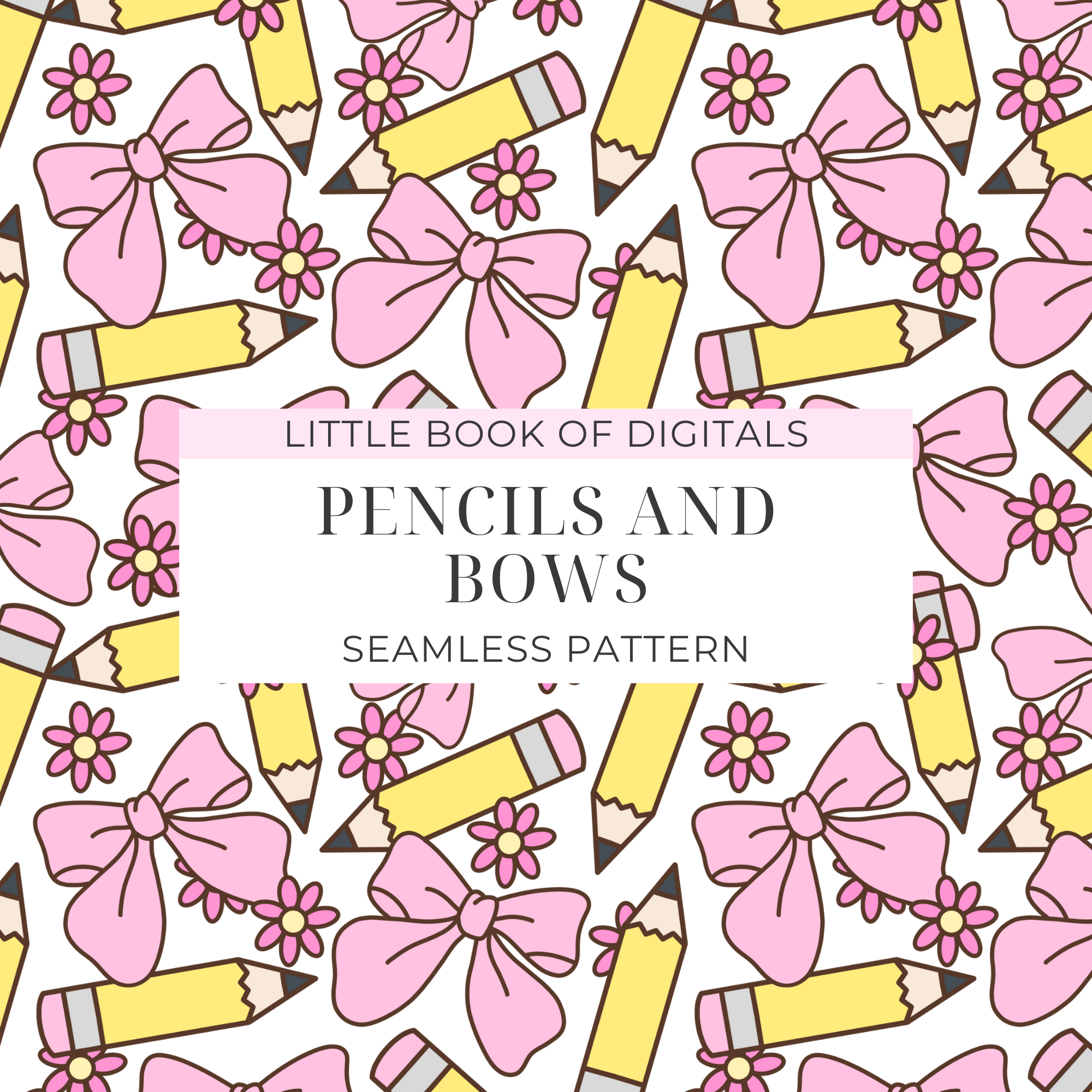 Pencils And Bows Seamless Pattern