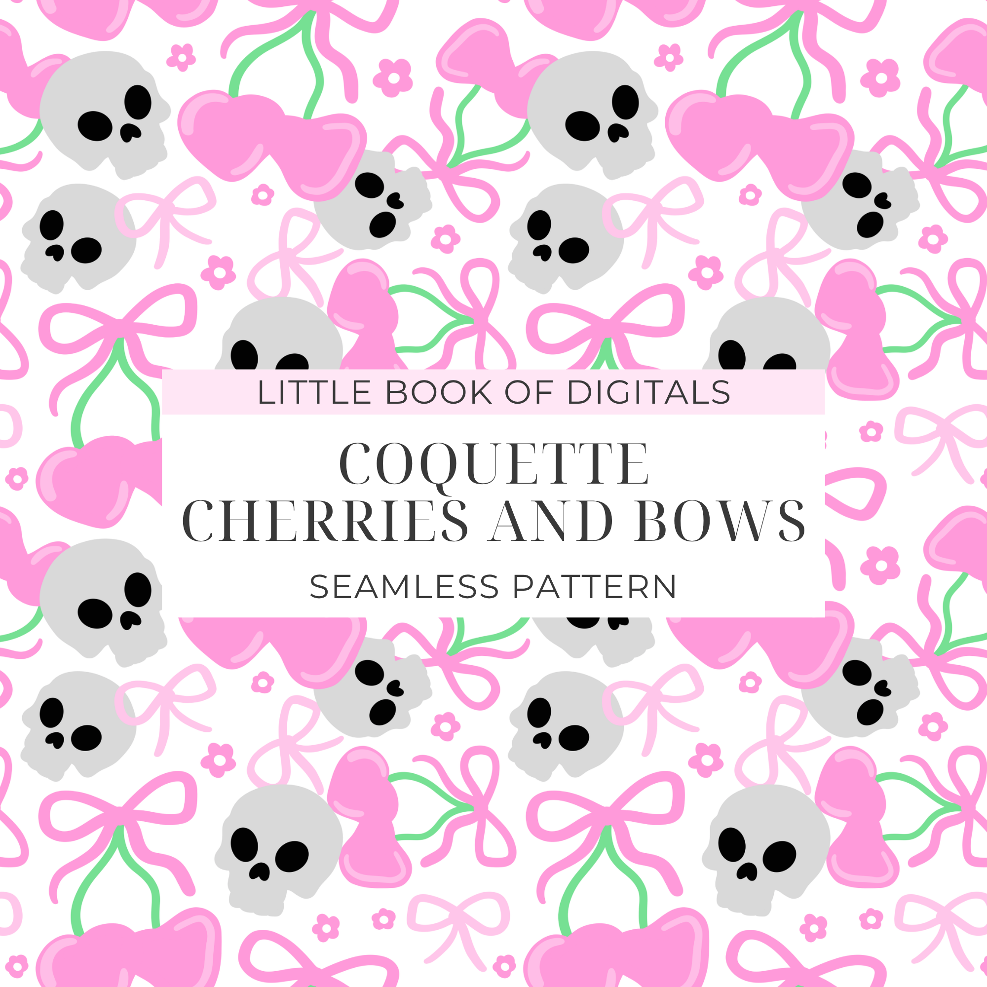 Coquette Cherries And Bows Seamless Pattern